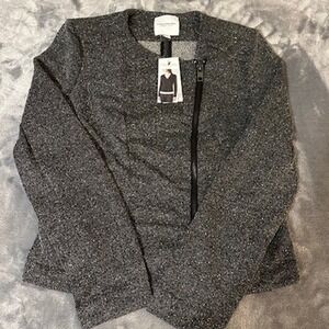 Catherine Malandrino Runway Womens Knit Moto Jacket Blazer Size S Charcoal Tweed